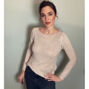 Tahari Long Sleeve Open Knit Lightweight Linen Sweater  ~ Sz Small S